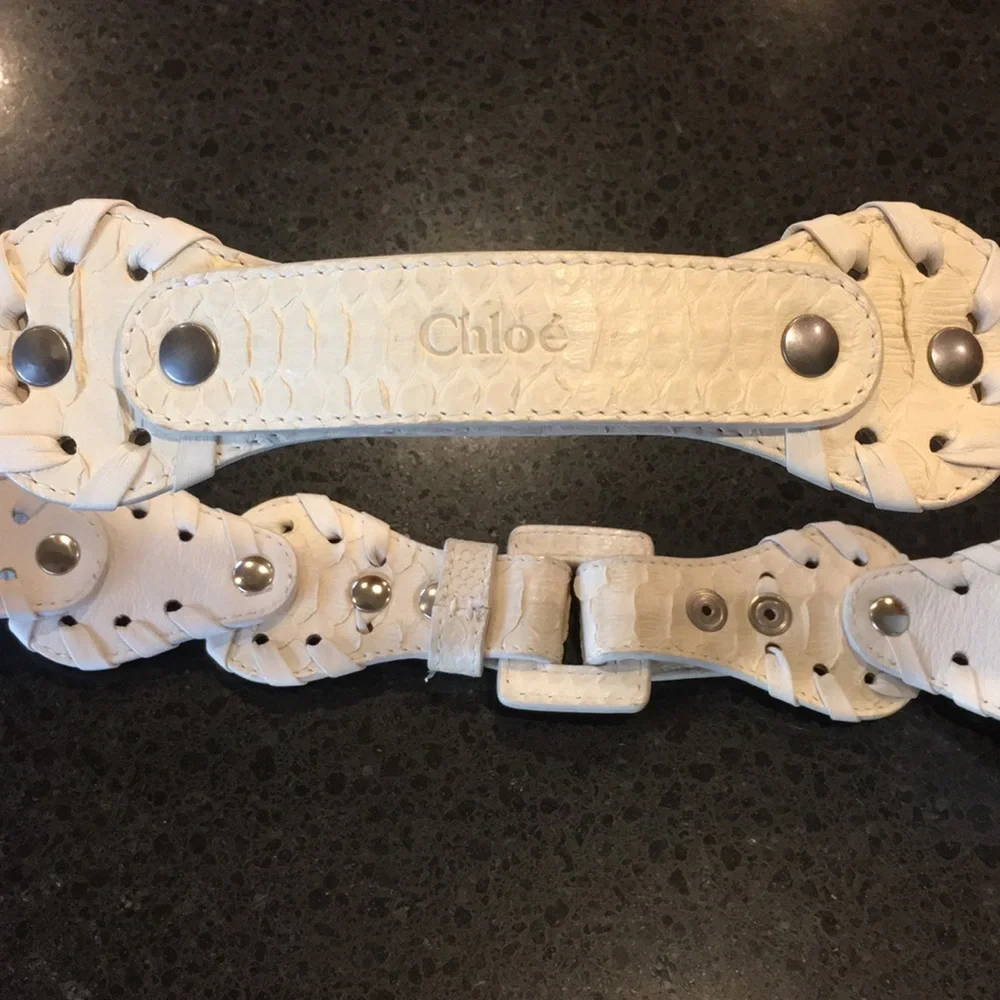 Chloe genuine python Snake whip stitch belt size 75